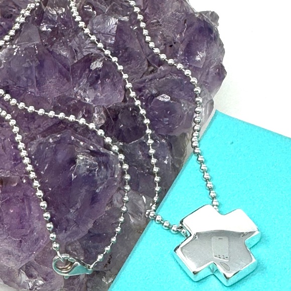 Tiffany & Co. Jewelry - Authentic Tiffany & CO. Roman Square Cross Pendant Necklace.